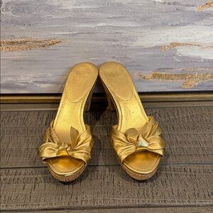 Cute Gold Coach heels with a Bow